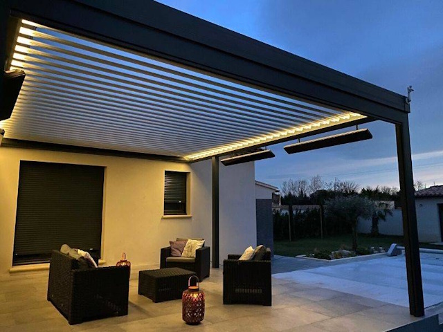 Pergola bioclimatique sur mesure Bouches-du-Rhône Vaucluse Gard - Fenêtre sur les Alpilles