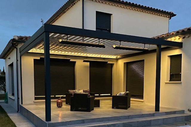 pergola sur mesure maison contemporaine - Fenêtre sur les Alpilles