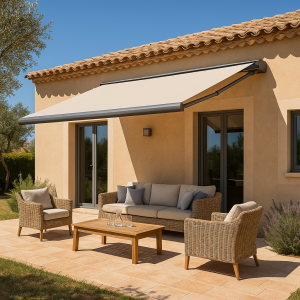 store banne à cassette sur mesure Bouches-du-Rhône Vaucluse Gard - Fenêtre sur les Alpilles