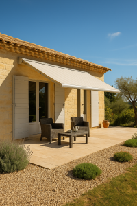 store banne monobloc sur mesure Bouches-du-Rhône Vaucluse Gard - Fenêtre sur les Alpilles