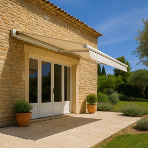store banne semi-coffre sur mesure Bouches-du-Rhône Vaucluse Gard - Fenêtre sur les Alpilles