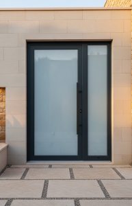 porte d'entrée tiercée aluminium sur mesure Bouches-du-Rhône Vaucluse Gard - Fenêtre sur les Alpilles