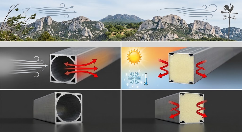 volets battants aluminium extrudés ou isolés - Fenêtre sur les Alpilles
